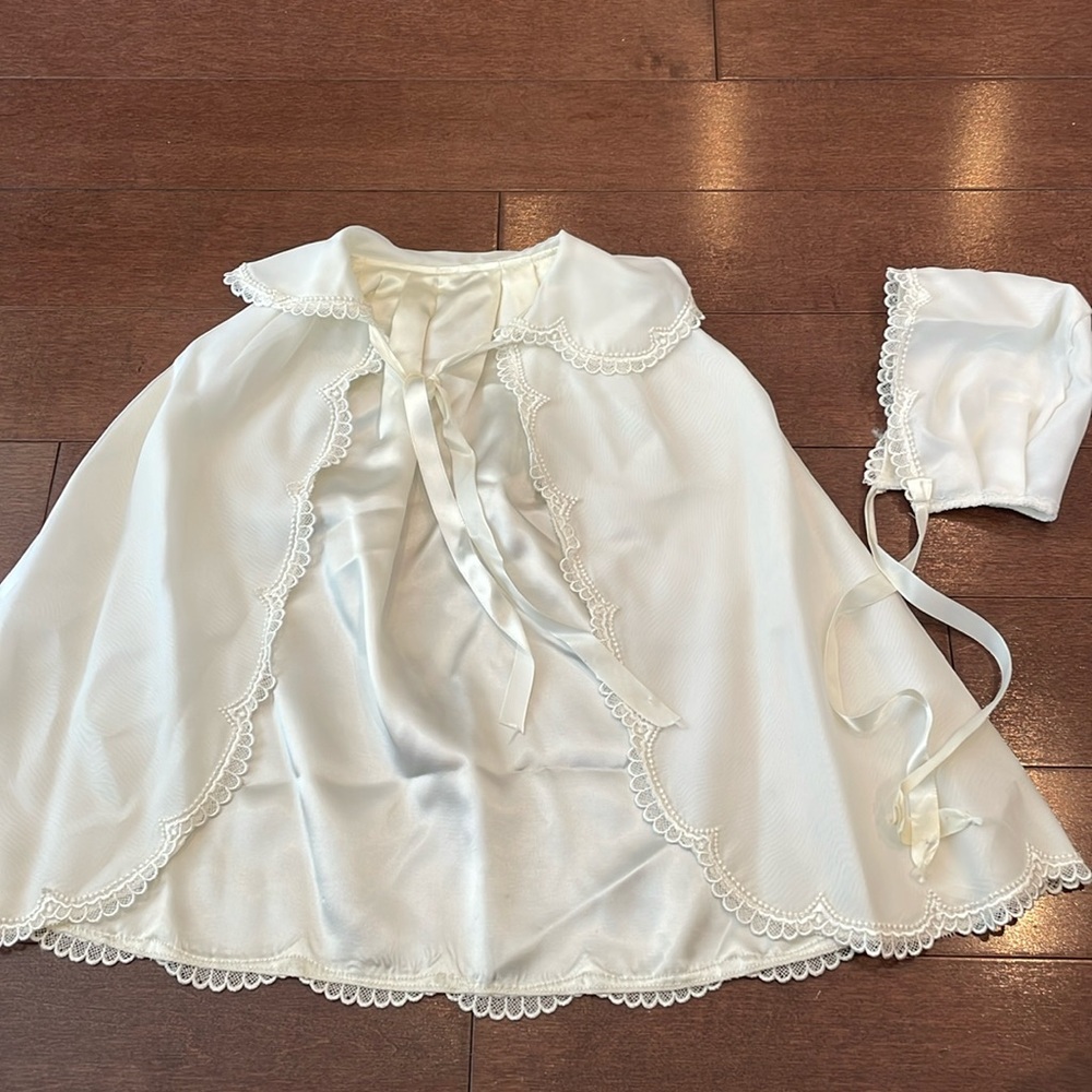 Vintage Christening Cape and Bonnet